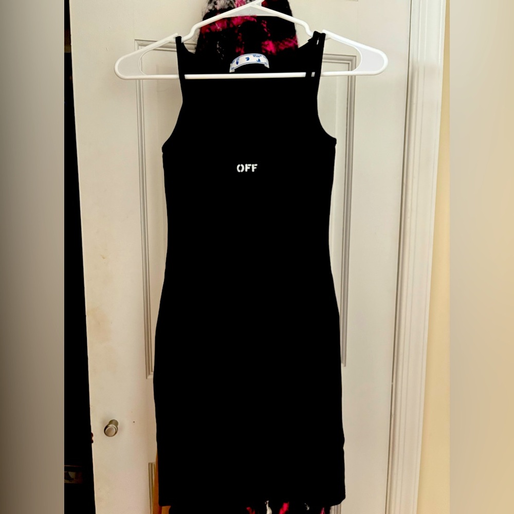 Off White mini black with white logo dress.